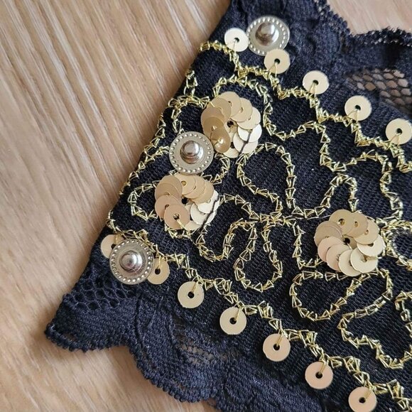 Handmade bracelet Cocolita black lace and gold sequins - Picture 3 of 3
